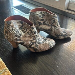 SixtySeven for Anthropologie Snake Skin Booties Size 41 Leather